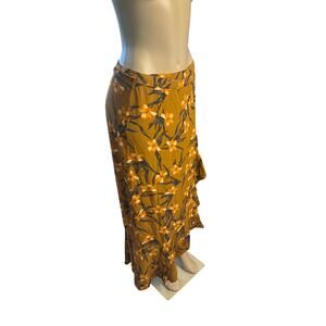Women L Anthropologie L*Space Desiree Wrap Maxi Skirt Brown Floral Print